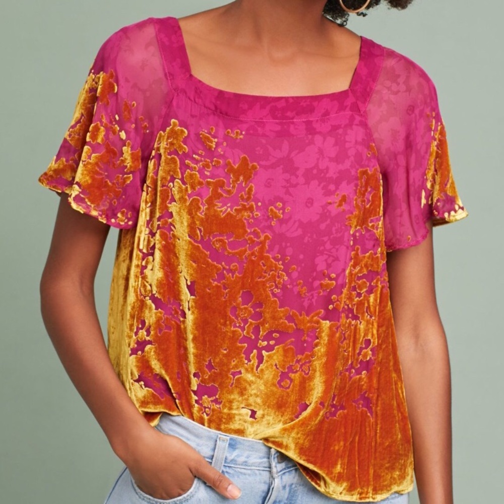 ANTHROPOLOGIE Ombré Shimmer Tee size small (Maeve)